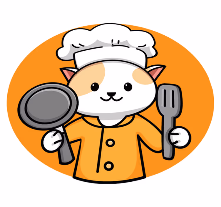 vinylový koberec do kuchyne oranžová mačka šéfkuchára - Tenstickers