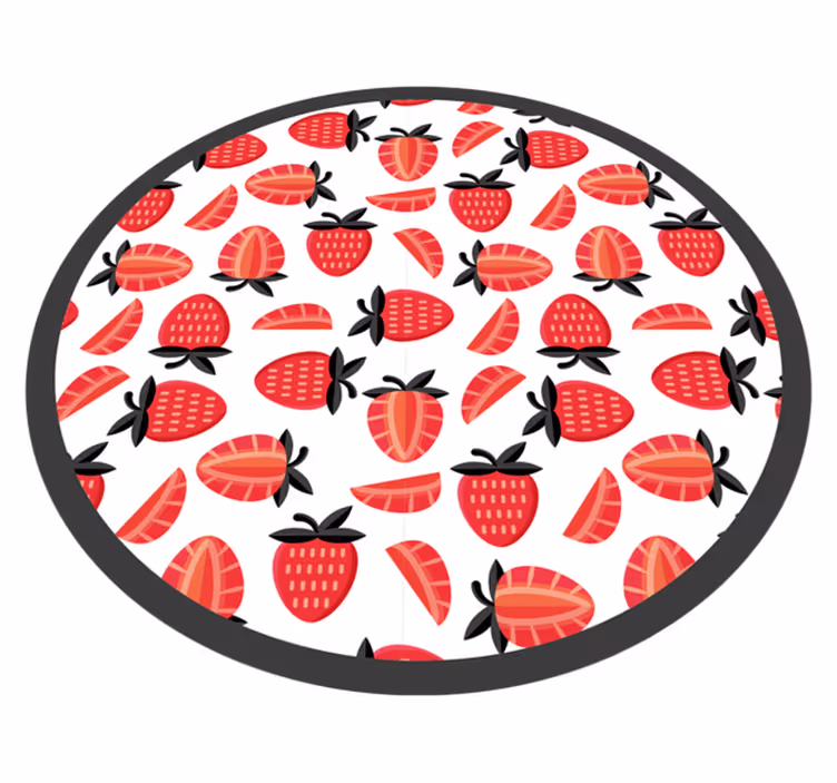 Skutočne vyzerajúce červené jahody so vzorom podlahovej rohože - Tenstickers