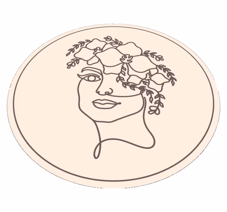 okrúhly vinylový koberec botanická skica ilustrácie - Tenstickers
