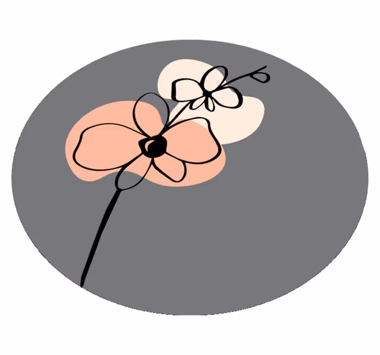 vinylový koberec s kvetmi minimalistický štýlový sivý dizajn - Tenstickers