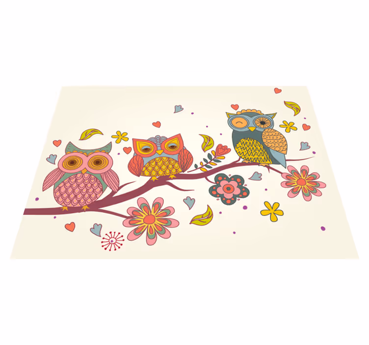 vinylové koberce zvieratá očarujúce trio sov - Tenstickers