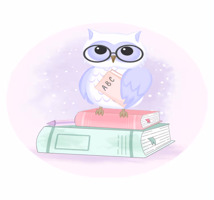 Kreslená sova s okuliarmi do spálne - Tenstickers