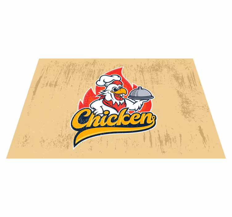 vinylový koberec do kuchyne veselé kuracie logo - Tenstickers