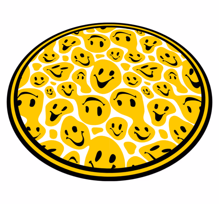 Biely a žltý úsmev emotikony pre dospievajúcich vinylový koberec - Tenstickers