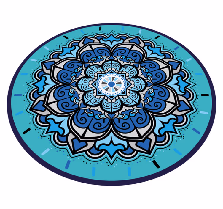 okrúhly vinylový koberec zložitá modrá mandala - Tenstickers