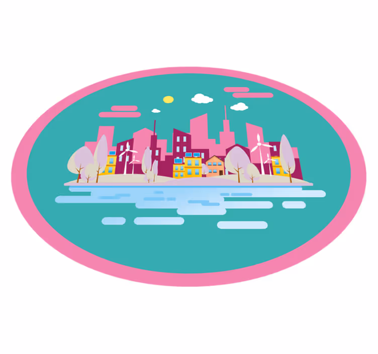 rôzne vinylové koberce pre deti farebná panoráma mesta - Tenstickers