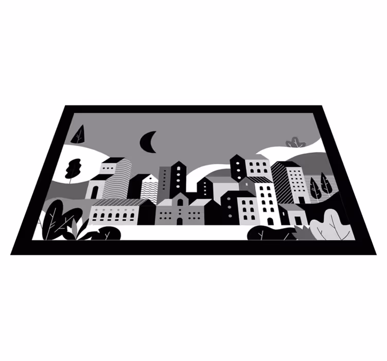 moderný vinylový koberec panoráma mesta čiernobiela - Tenstickers