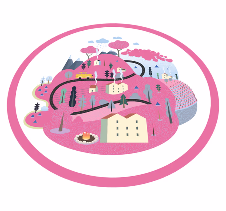 vinylový koberec cesty farebná dedinská scéna - Tenstickers