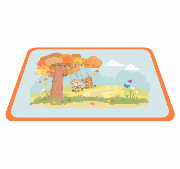 detský vinylový koberec medvedíky na hojdačkách - Tenstickers