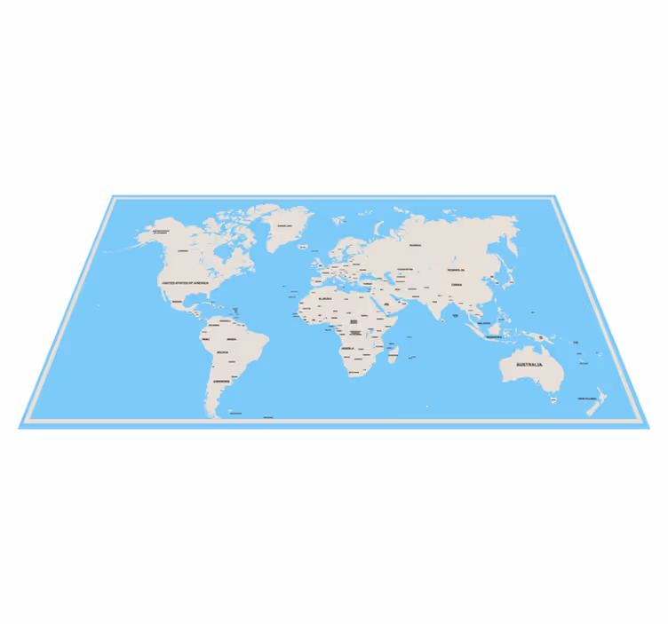 vinylový kvoberec s mapou sveta globálny jednoduchý dizajn - Tenstickers