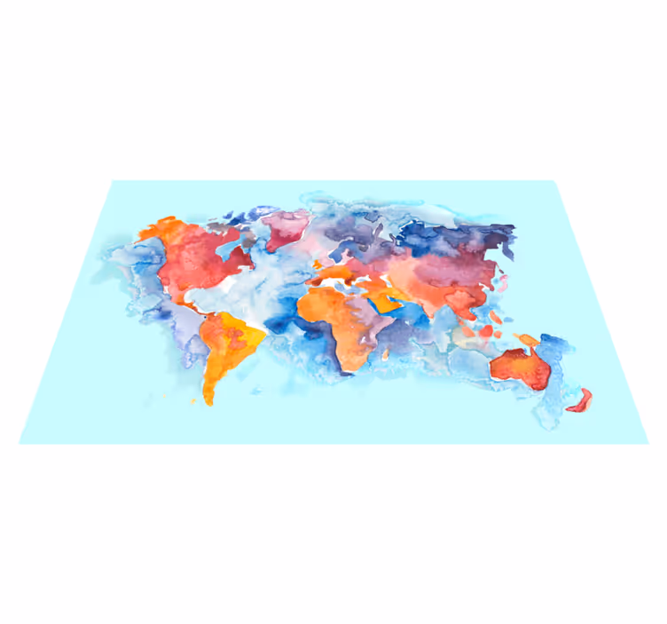 Vinylový koberec s mapou sveta farebná svetová mapa - Tenstickers
