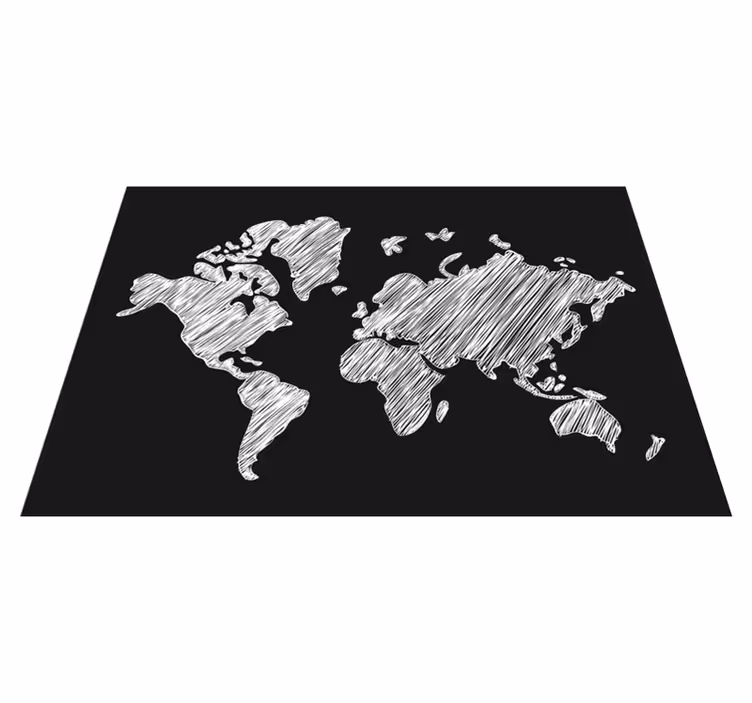 vinylový kvoberec s mapou sveta sivý dizajn na tabuli - Tenstickers