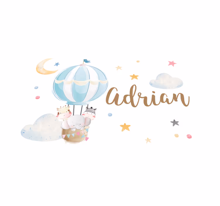 rôzne vinylové koberce pre deti letecký balón s menom - Tenstickers
