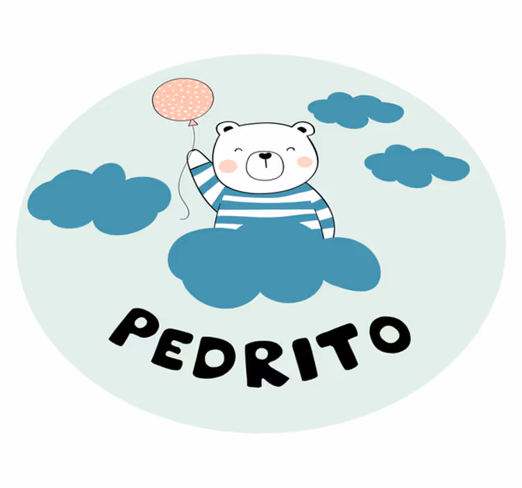 vinylový koberec s menom veselý medvedí balón - Tenstickers