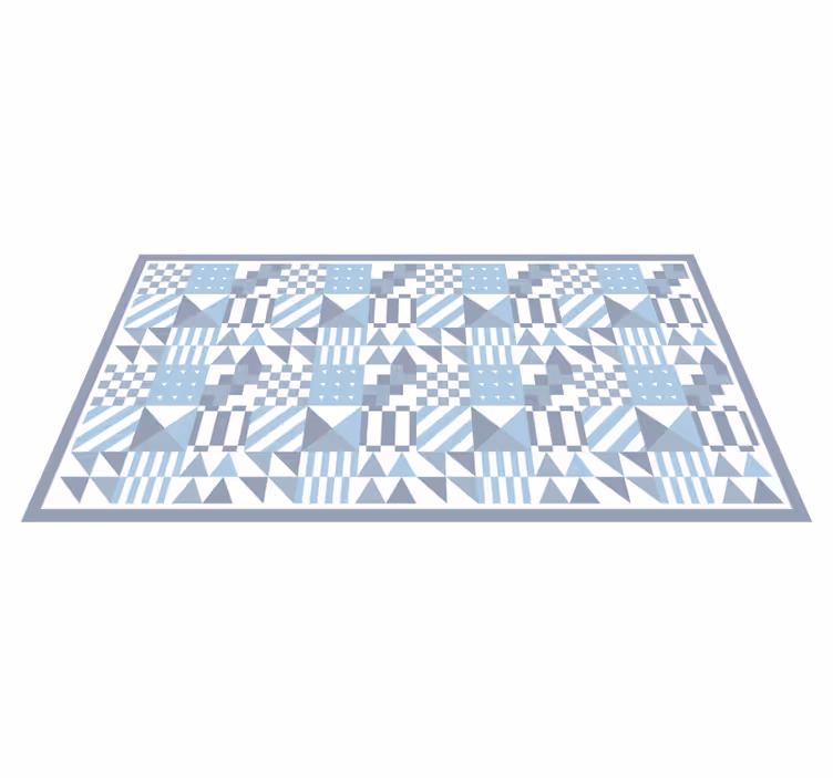 Geometrický modrý kachľový koberec - Tenstickers