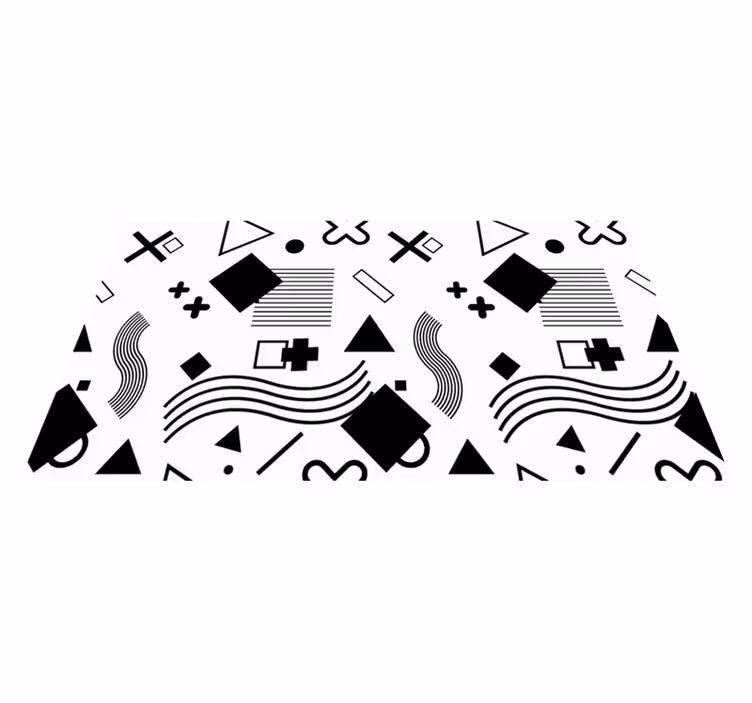vinylový koberec s geometrickýmy tvarmi čierne vzory - Tenstickers