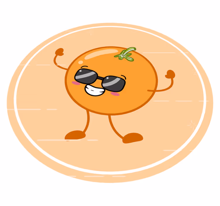 okrúhly vinylový koberec veselá oranžová postavička - Tenstickers