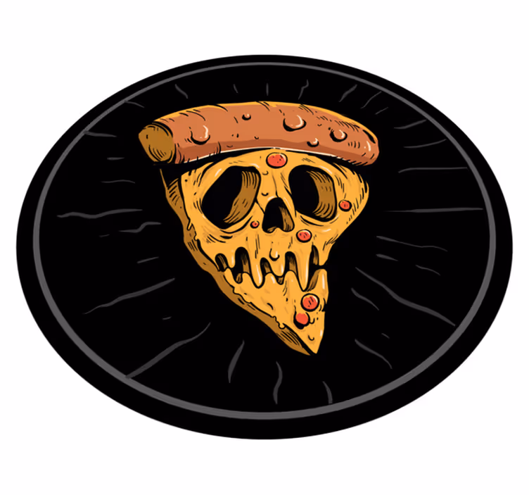 vinylový koberec pre mládež plátky pizze s lebkou - Tenstickers