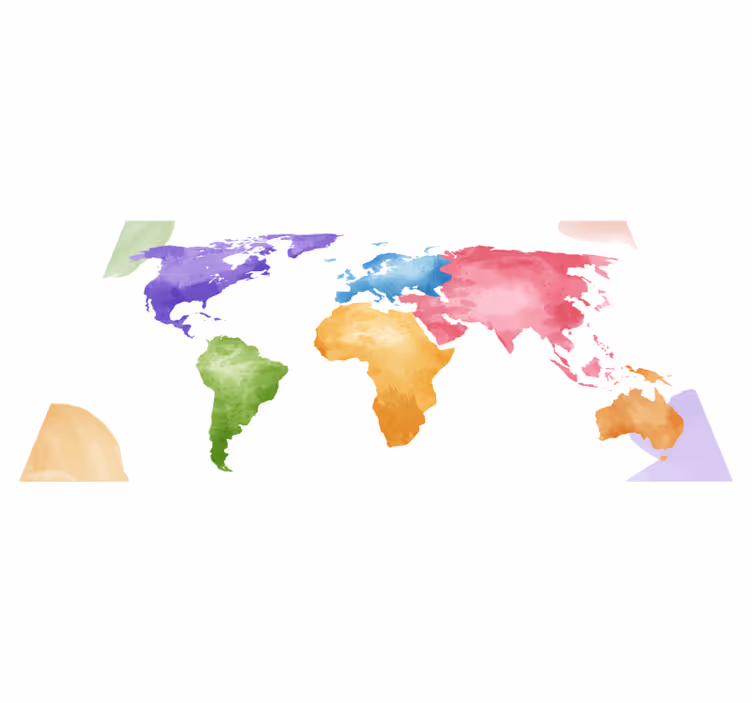 vinylový kvoberec s mapou sveta farebné kontinenty - Tenstickers