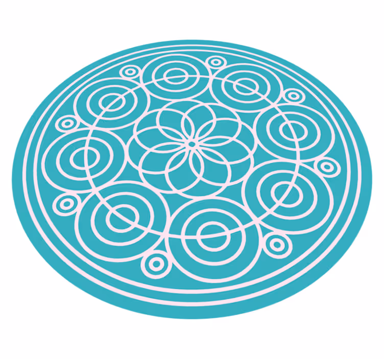 vinylový koberec mandala tyrkysový kruhový vzor - Tenstickers