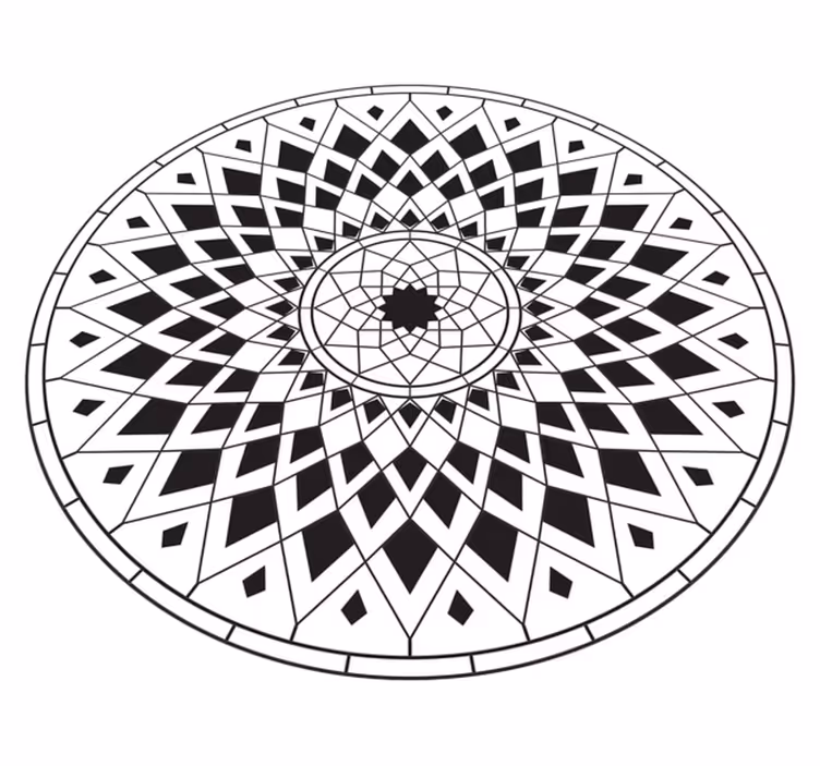 Vinylový koberec mandala v bielom a čiernom prevedení - Tenstickers