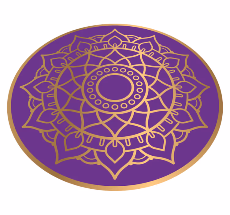 vinylový koberec mandala fialový a zlatý motív - Tenstickers