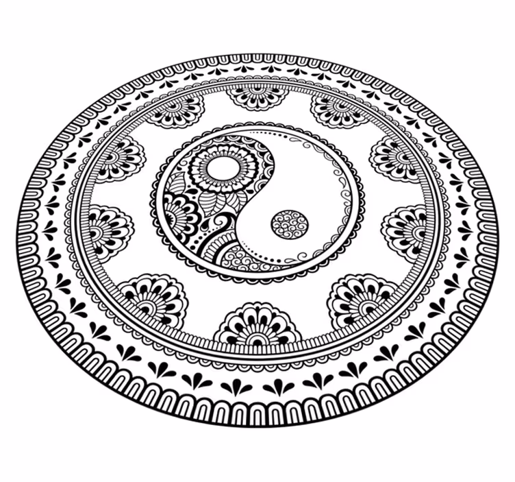 vinylový koberec mandala sivý okrúhly prvok - Tenstickers