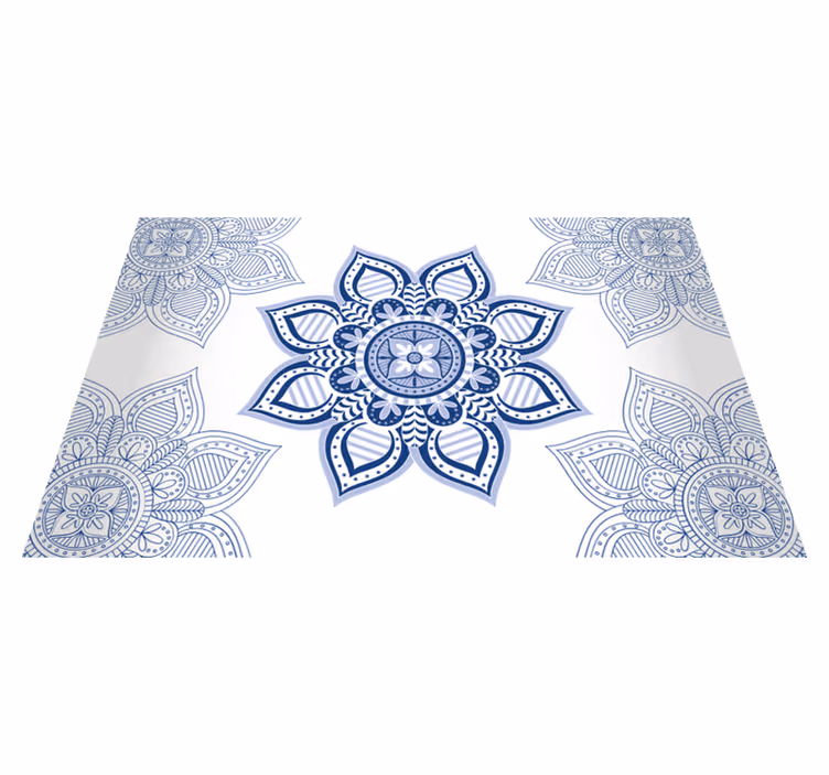 vinylový koberec mandala zložitý modrý kvetinový - Tenstickers