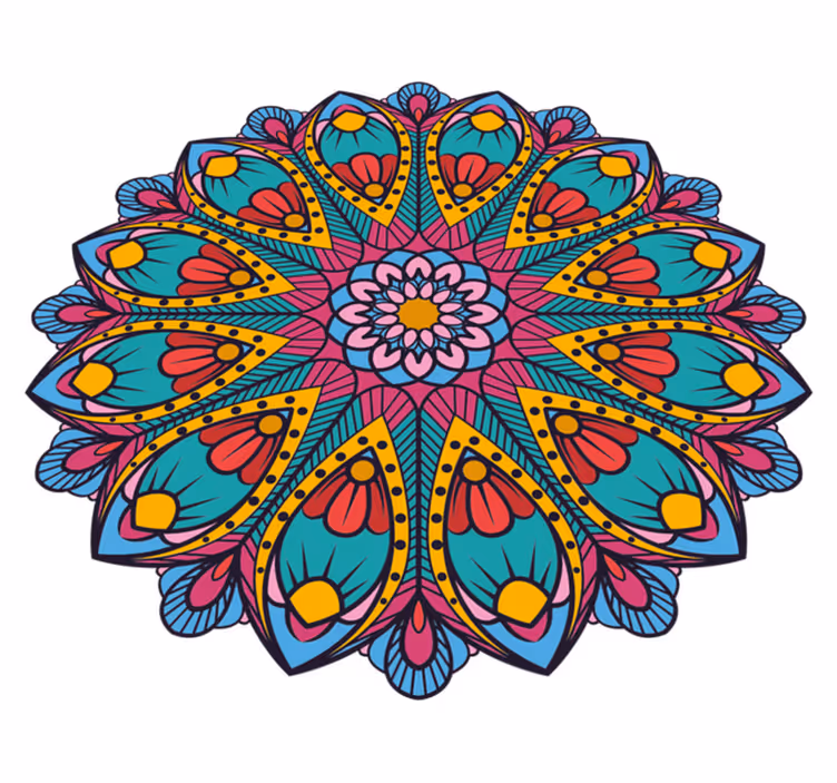 vinylový koberec mandala farebná kvetinová ilustrácia - Tenstickers
