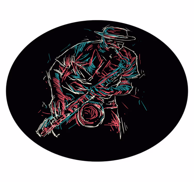 okrúhly vinylový koberec vystúpenie jazzového hudobníka - Tenstickers