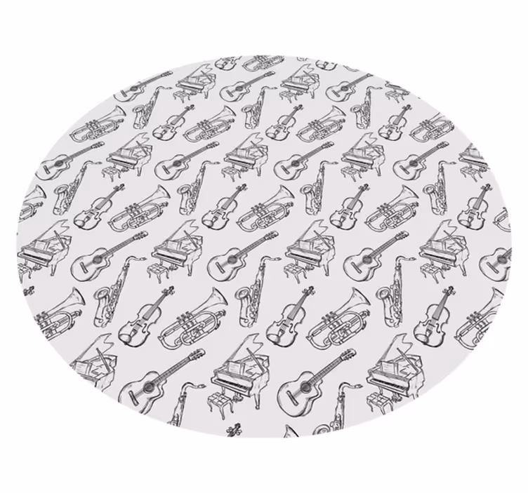 okrúhly vinylový koberec motív hudobných nástrojov - Tenstickers