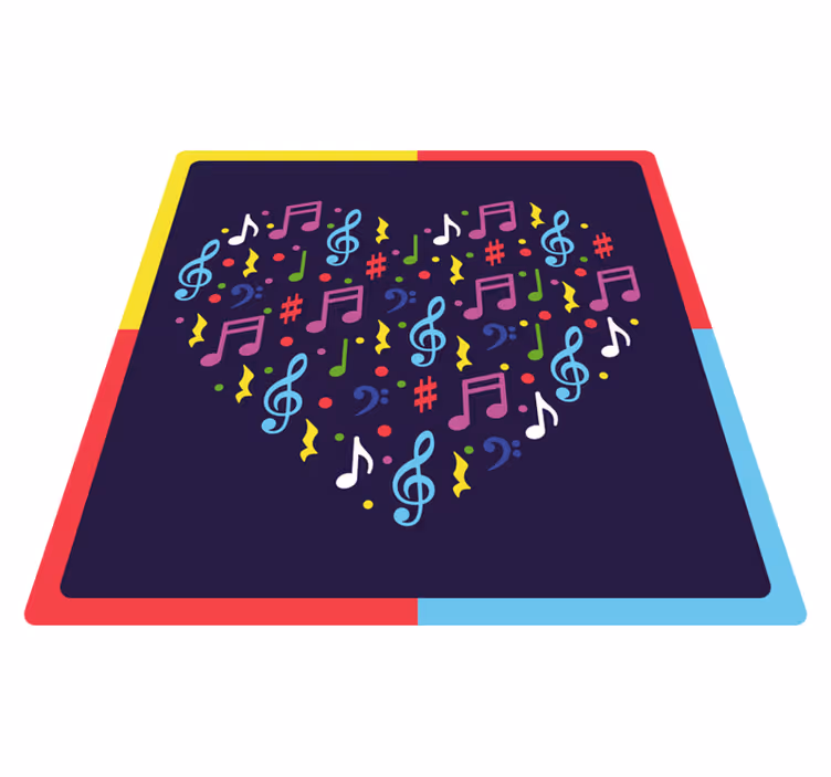 vinylový koberec pre mládež hudobné noty srdce - Tenstickers