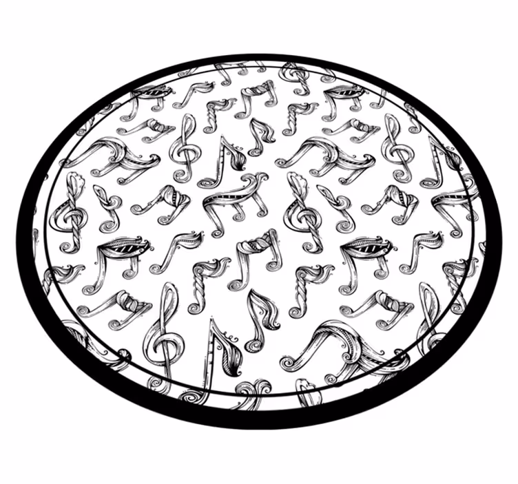 Ručne kreslený kruhový koberec so vzorom noty - Tenstickers