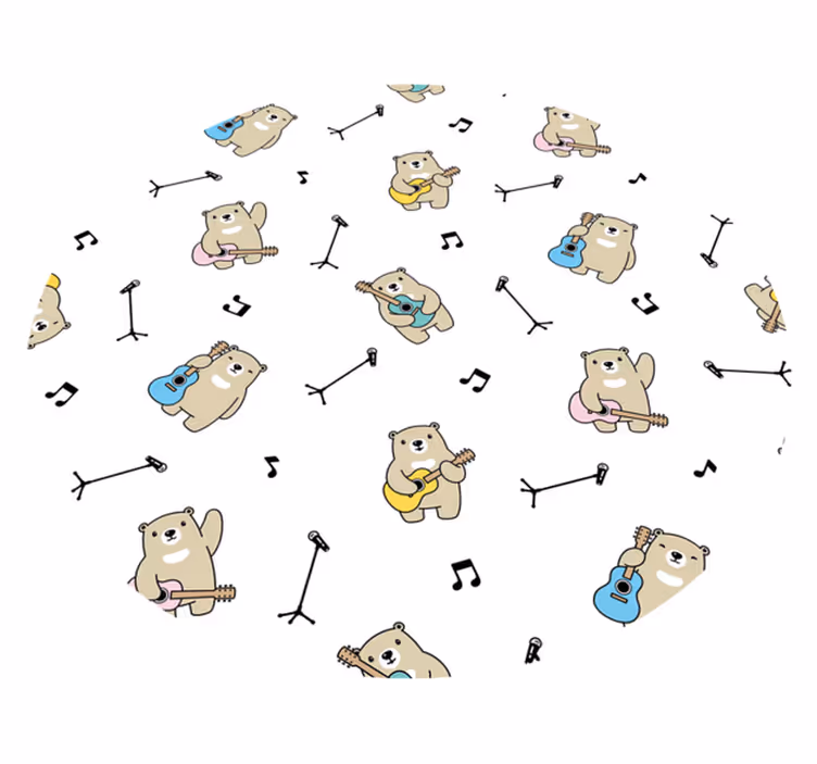 vinylový koberec pre bábätko zábava s hudobným medveďom - Tenstickers