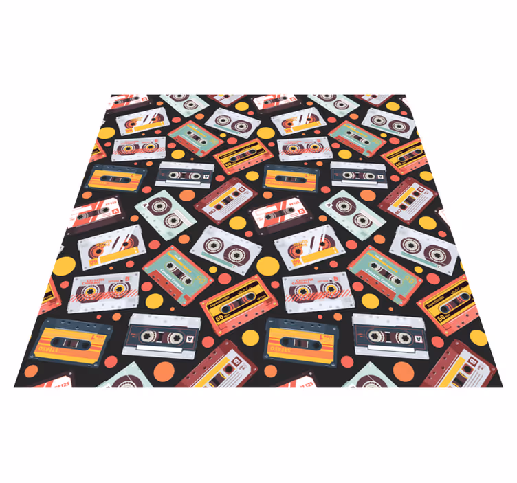 Vzorovaný vinylový koberec v retro štýle kazety - Tenstickers