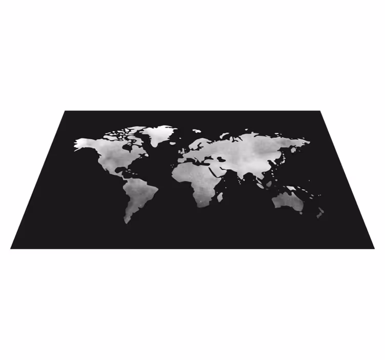 vinylový kvoberec s mapou sveta efekt sivého kovu - Tenstickers