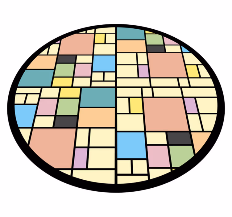 Vinylový koberec s geometrickými tvarmi v pestrých blokoch - Tenstickers