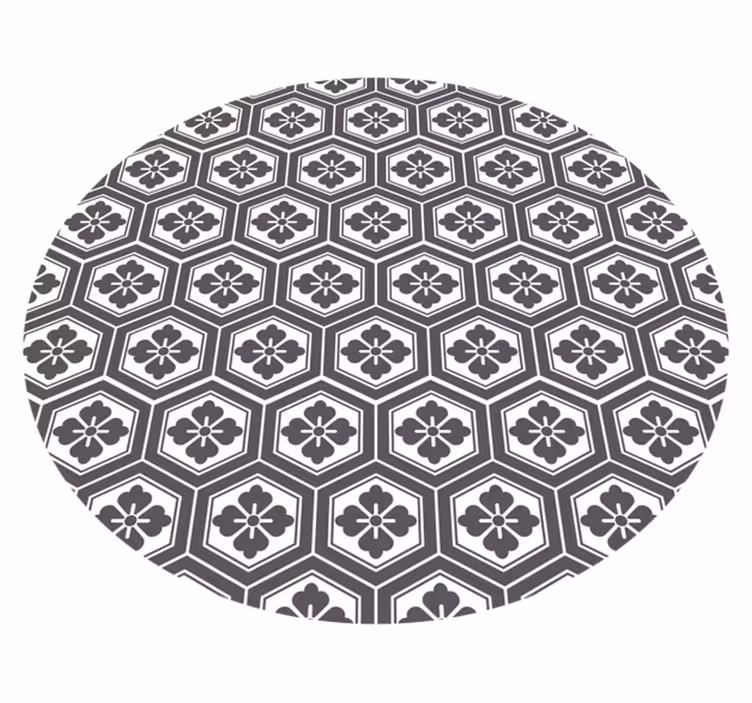 Okrúhly vinylový koberec s hexagonálnym kvetinovým motívom - Tenstickers
