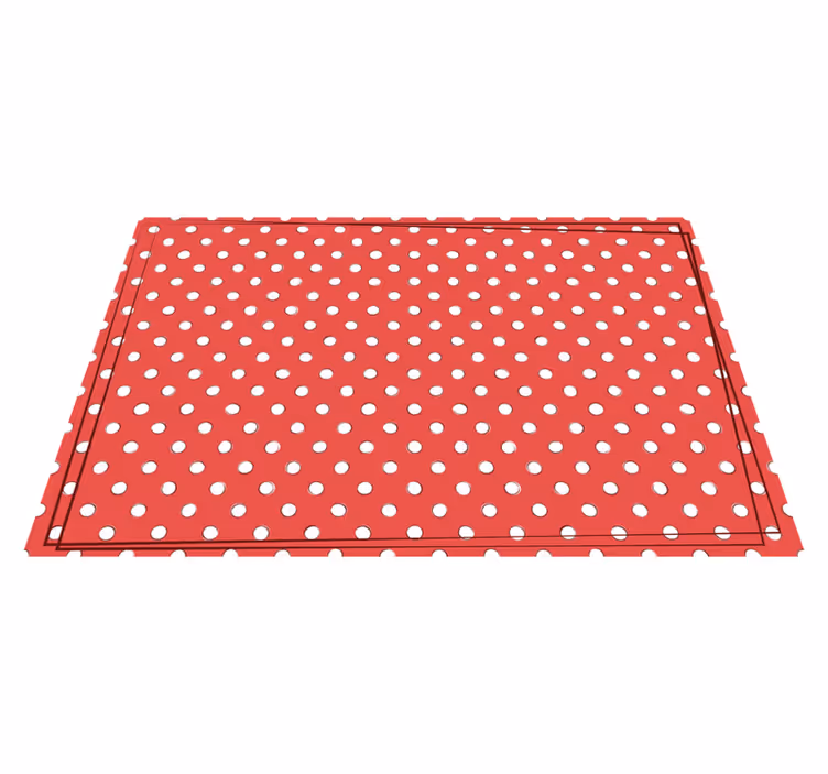 Biely retro polka bodky červený vinylový koberec - Tenstickers