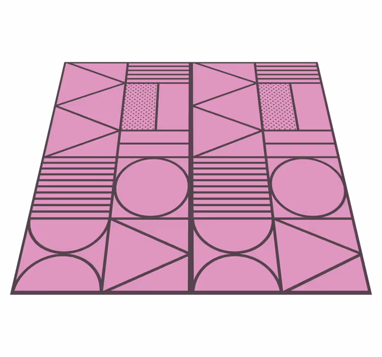 Vinylový koberec s geometrickými tvarmi v ružových motívoch - Tenstickers