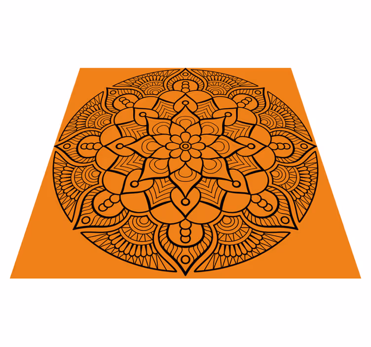 vinylový koberec mandala oranžový mandalový vzor - Tenstickers