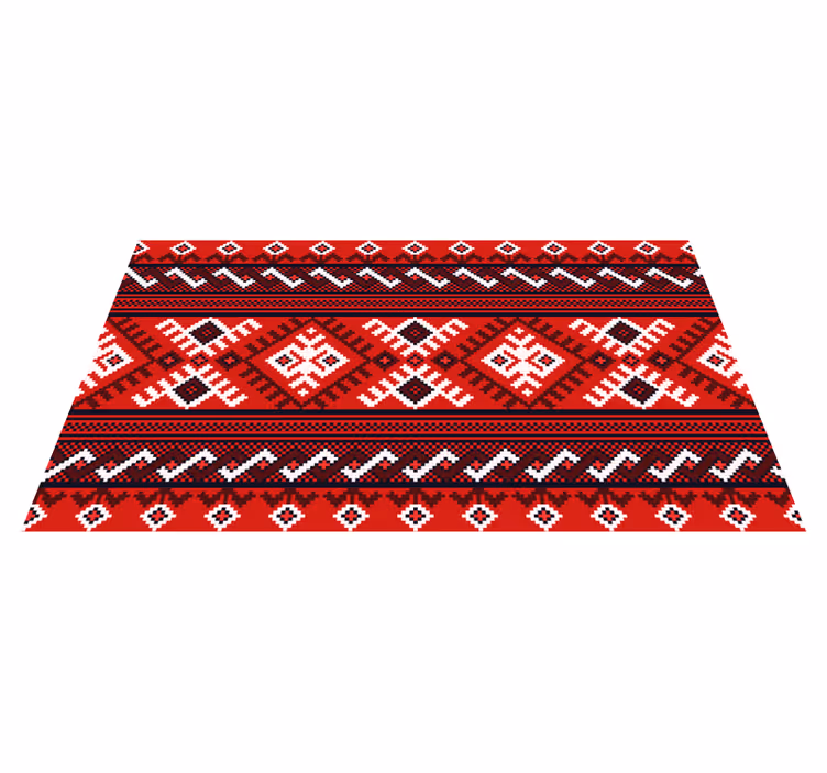 etnický vinylový koberec červené geometrické vzory - Tenstickers
