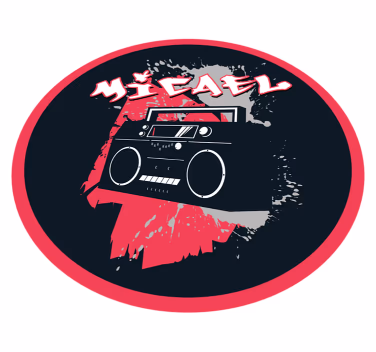 vinylový koberec s menom téma retro boomboxu - Tenstickers