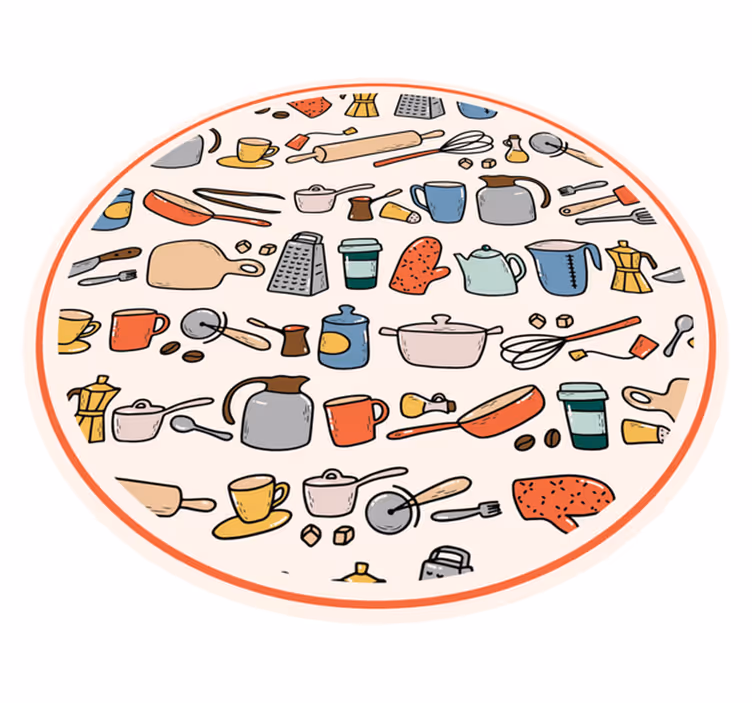 vinylový koberec do kuchyne kolekcia kuchynského riadu - Tenstickers