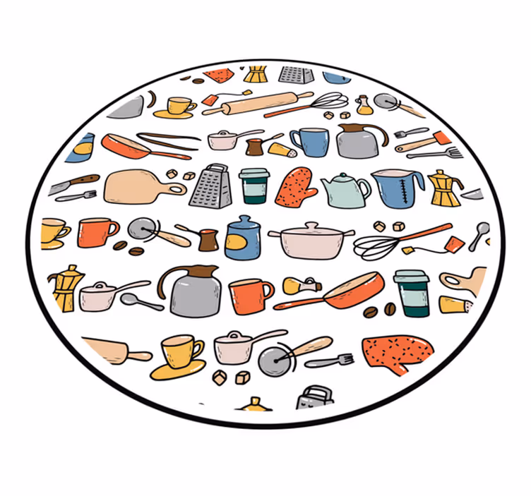 vinylový koberec do kuchyne kolekcia kulinárskych nástrojov - Tenstickers