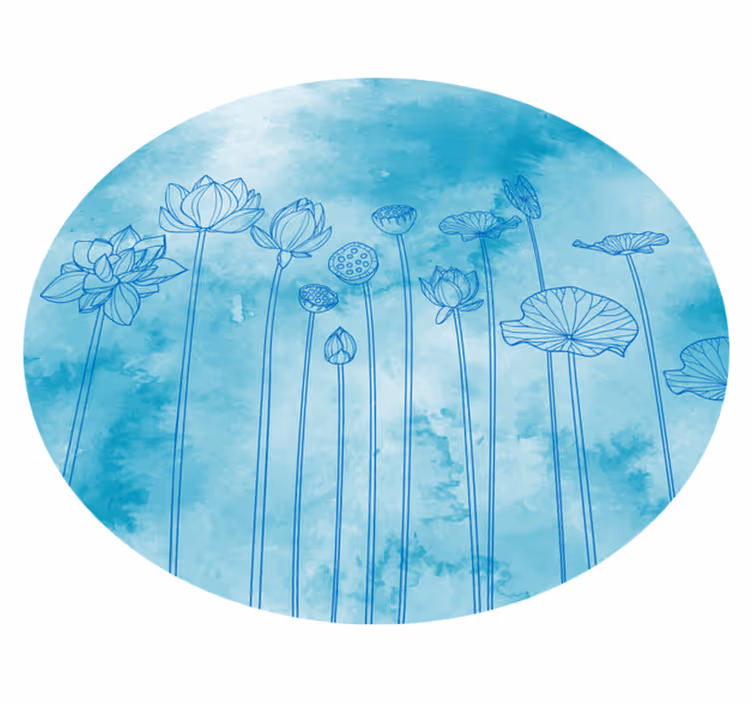 vinylový koberec s kvetmi striekajúcej lotosovej modrej - Tenstickers