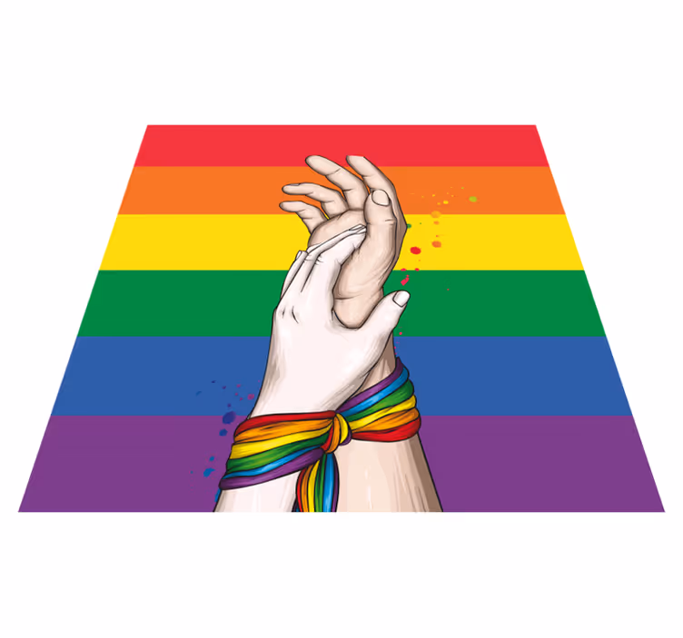vinylový koberec na udalosti dúha jednoty rúk - Tenstickers