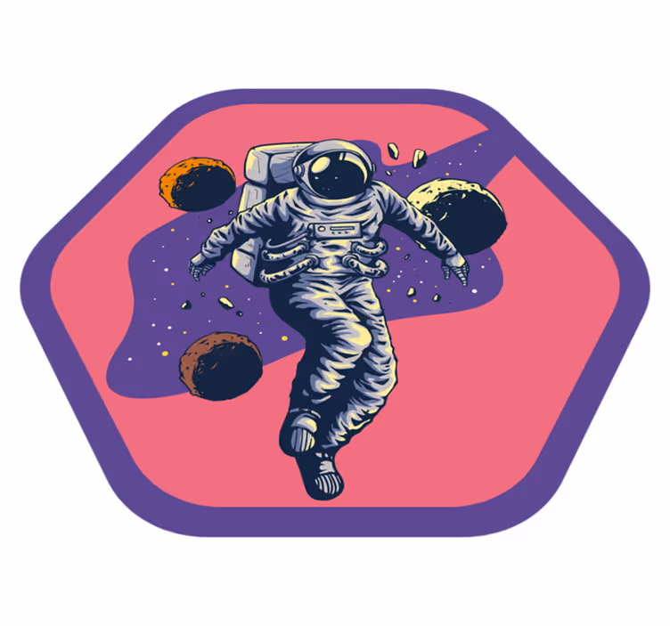 Ručne kreslený koberec do spálne v štýle lietajúceho astronauta - Tenstickers