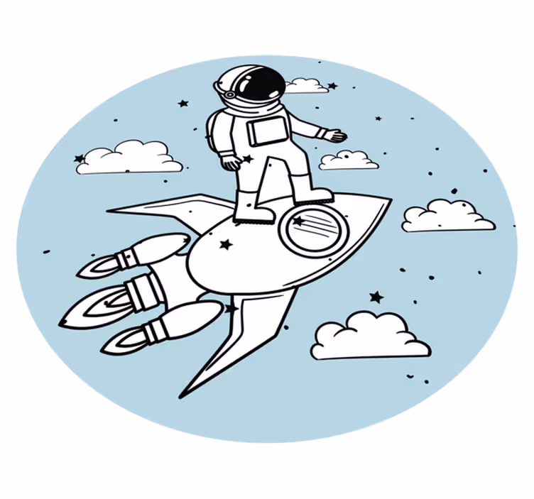 detský vinylový koberec dobrodružstvo astronauta na rakete - Tenstickers