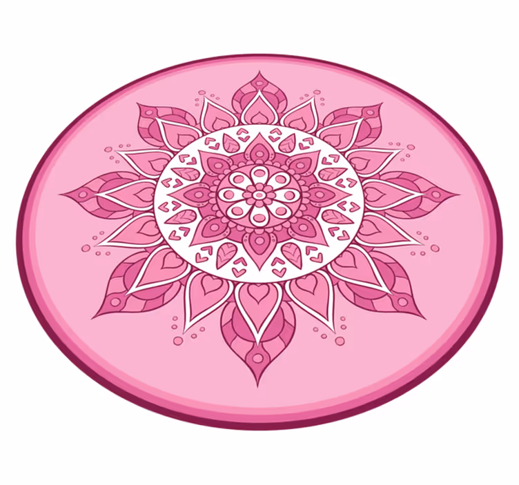 vinylový koberec mandala ružová kvetinová meditácia - Tenstickers
